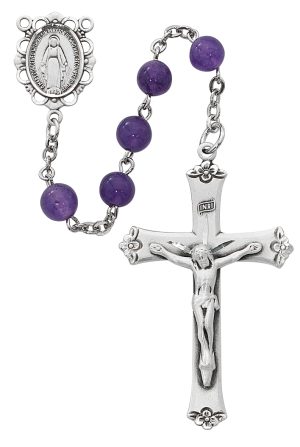 Genuine Amethyst Rosary Boxed