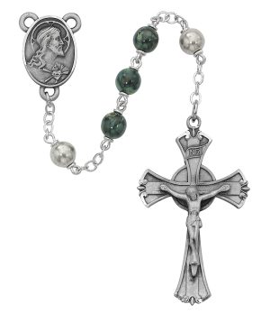 Green and Black Rosary Boxed
