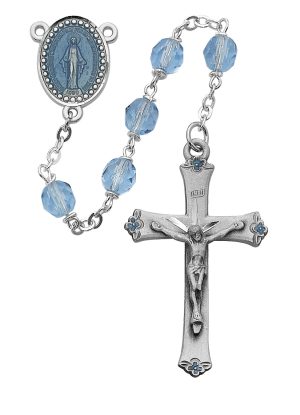 Blue Glass Rosary Boxed