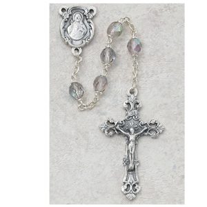 Light Lavender Glass June Rosary Boxed