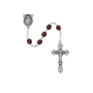 Dark Red Glass January Rosary Boxed