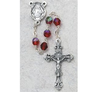 Red Glass July Rosary Boxed