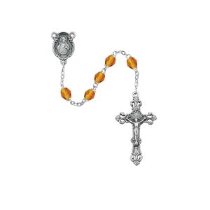 Amber Glass November Rosary Boxed