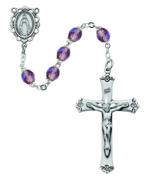 Light Lavender Glass June Rosary Boxed