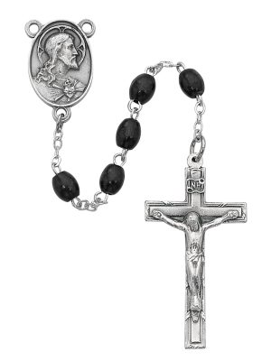 Black Oval Wood Rosary Boxed