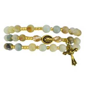 Guadalupe Amazonite twistable Rosary Bracelet