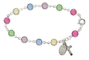 7.5in Multi Crystal Rosary Bracelet Boxed