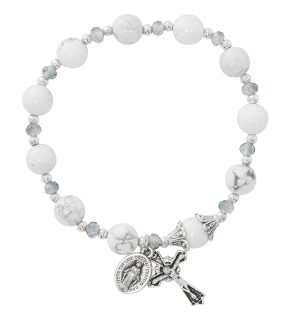 Howolite Rosary Stretch Bracelet Boxed