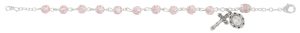 Sterling Silver Pink  Rosary Bracelet boxed