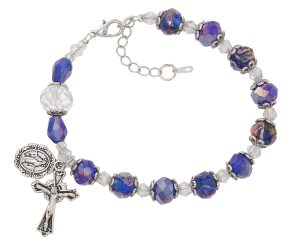Blue Flower and Crystal Beads with Adjustable Links