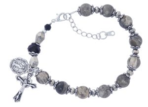 Picasso Stone & Black Crystal Beads with Adjustable Links