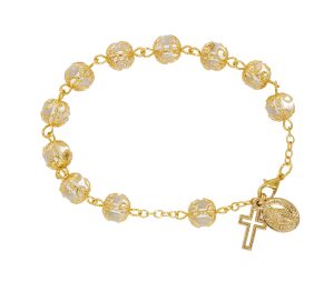 DOUBLE CAPPED GLD CRYSTAL BRACELET DELUXE BOX