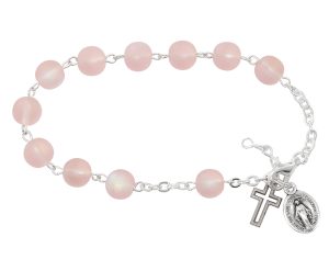 FROSTED PINK AB ROSARY BRACELET DELUXE BOX