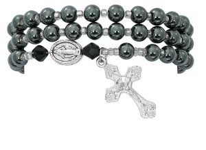 Hematite Twistable Rosary Bracelet Carded