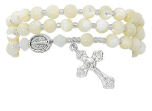 Mother Of Pearl Twistable Rosary Bracelet Carded