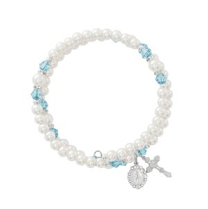 March Aqua Crystal and Pearl Beads