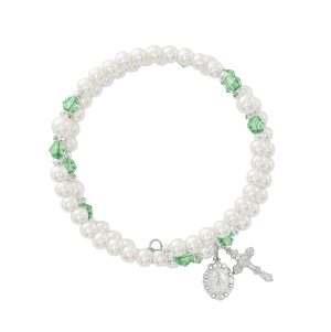 August Peridot Crystal and Pearl Beads