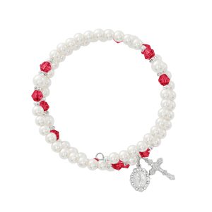 July Ruby Crystal and Pearl Beads