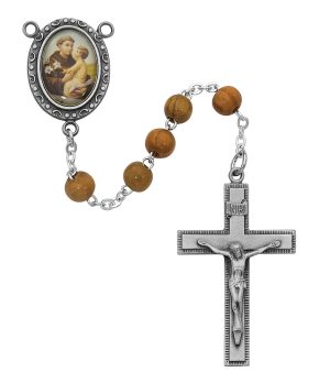 Olive Wood St Anthony Rosary Boxed