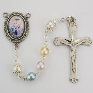 Multi Pearl like  Guardian Angel Rosary Boxed