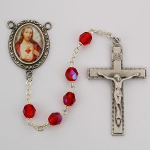 Red Aurora Sacred Heart Rosary Boxed
