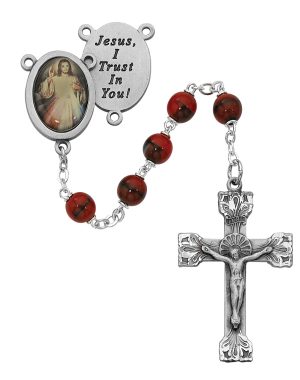 Red and Black Divine Mercy Rosary Boxed