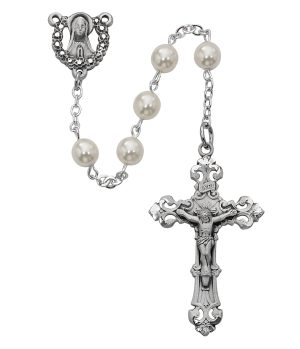 Pearl Madonna Rosary Boxed