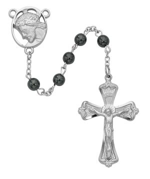 Hematite Ecce Homo Rosary Boxed