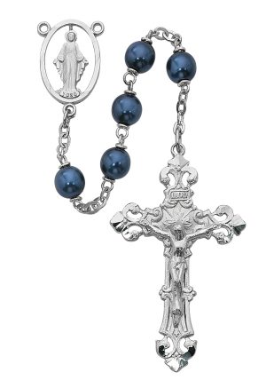 Blue Metallic Rosary Boxed