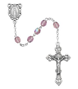Light Lavender Glass June Rosary Boxed
