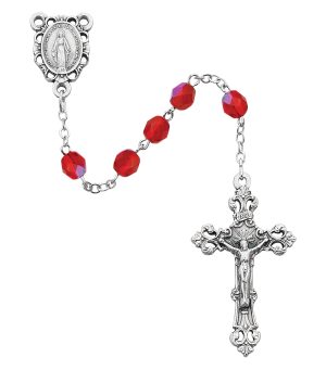 Red Glass July Rosary Boxed