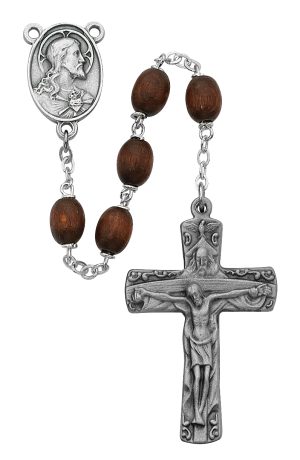 Brown Wood Trinity Rosary Boxed