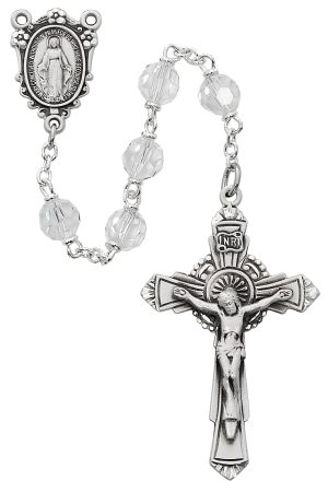 Crystal Tin Cut Rosary Boxed