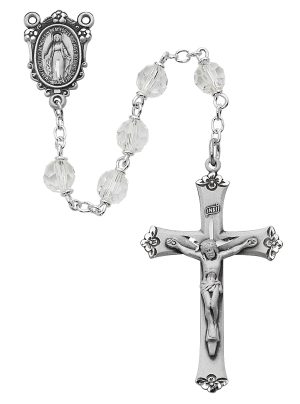 Crystal Tin Cut Rosary Boxed