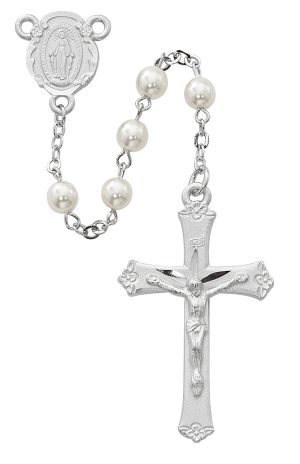 Pearl like  Glass Rosary Boxed