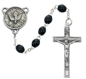 Black Wood Holy Spirit Rosary Boxed