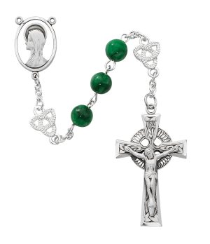 Irish Jade Glass Rosary Boxed