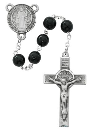 Black Wood St Benedict Rosary Boxed