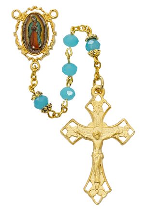 Aqua Guadalupe Rosary Boxed