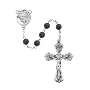 Onyx Head of Christ Rosary Boxed