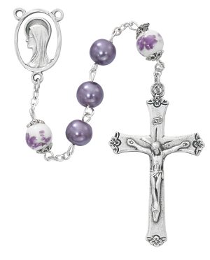 Purple Pearl and Ceramic Rosary