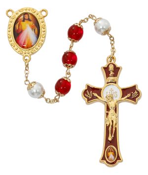 Red Divine Mercy Decal Mass Rosary Boxed