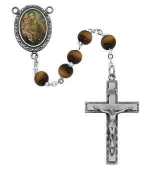 Tiger Eye St. Joseph Rosary Boxed