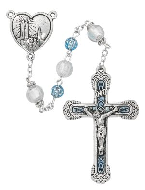 Crystal and Aqua Flower Fatima Rosary