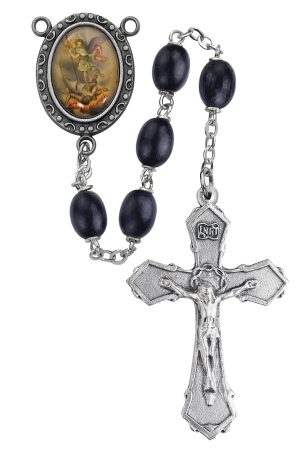 Black St. Michael Rosary Boxed