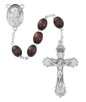 Brown Sacred Heart Rosary Boxed