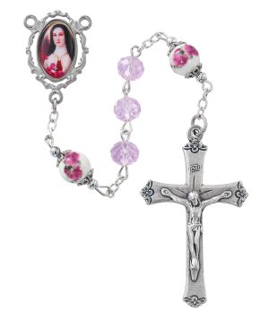 Pink St. Therese Rosary Boxed