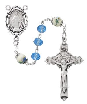 Sterling Silver Ceramic Rosary Boxed