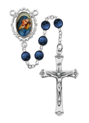 blue Decal our lady of sorrow Rosary boxed