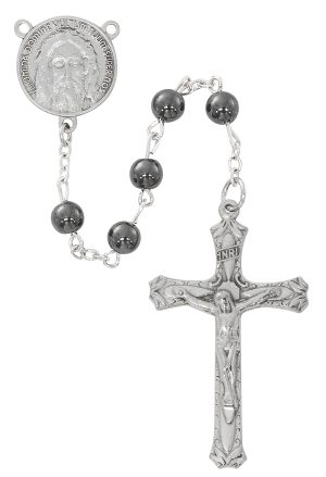 Holy Face of Jesus Hematite Rosary Boxed